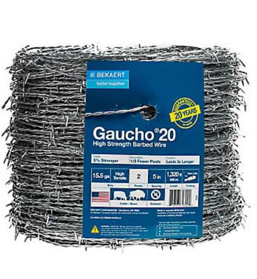 Gaucho® 20 15.5 ga 2-Point 5" Spacing High Tensile Barbed Wire
